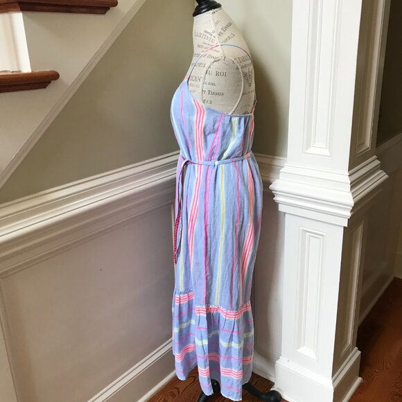 NWT America & Beyond Rainbow Stripe Maxi Dress Womens Small Blue Sleeveless NEW - Picture 9 of 13